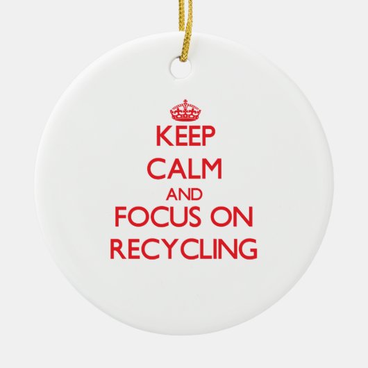 Houd kalm en concentreer me op Recycling Keramisch Ornament (Voorkant)