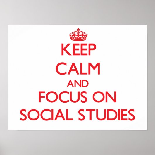 Houd kalm en concentreer me op Sociale Studies Poster (Voorkant)