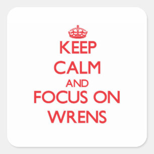 Houd kalm en concentreer me op Wrens Vierkante Sticker