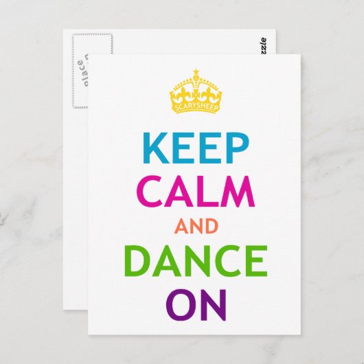 Houd kalm en dans aan briefkaart (Voorkant / Achterkant)