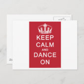 Houd kalm en dans aan (rood) briefkaart (Voorkant / Achterkant)