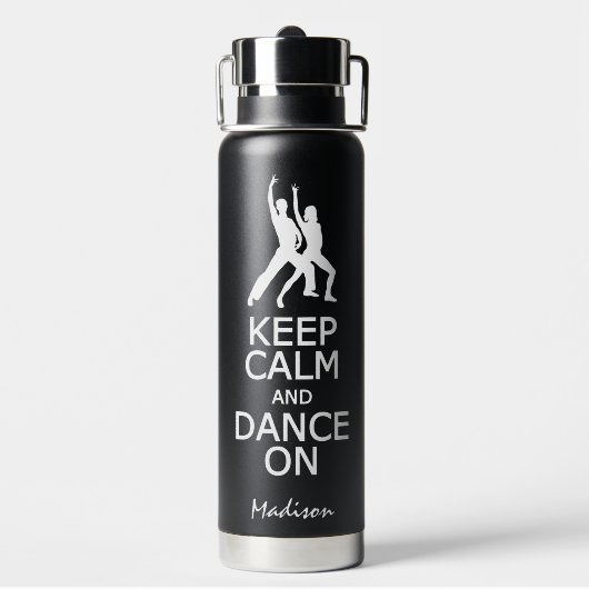 Houd kalm en dans op aangepaste naam en kleur waterfles (Achterkant)