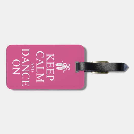 Houd kalm en dans op Ballerina schoenen Roze Bagagelabel (Achterkant horizontaal)