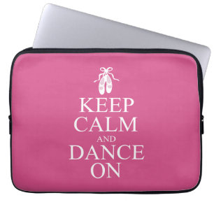 Houd kalm en dans op Ballerina schoenen Roze Laptop Sleeve