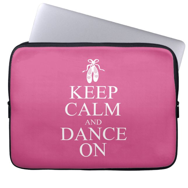 Houd kalm en dans op Ballerina schoenen Roze Laptop Sleeve (Voorkant)