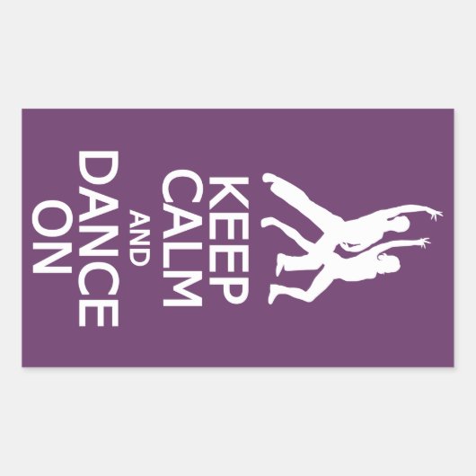 Houd kalm en Dans op de stickers van de douanekleu (Voorkant)