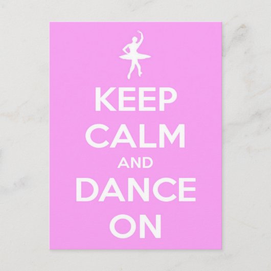 Houd kalm en dans op roze Briefkaart (Voorkant)