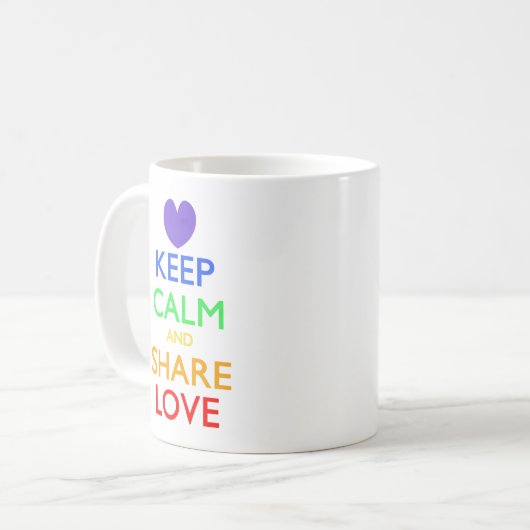 Houd kalm en deel Liefde Koffiemok (Voorkant links)