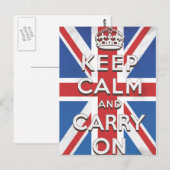 Houd kalm en draag de Britse vlag op Briefkaart (Voorkant / Achterkant)