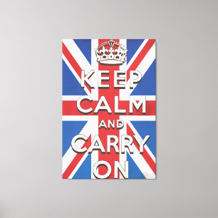 Houd kalm en draag de Britse vlag op Canvas Afdruk