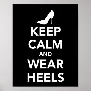 Houd kalm en Draag de Koppen in zwart of in zwart  Poster