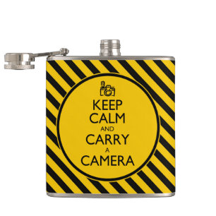 Houd kalm en draag een camera heupfles