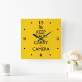 Houd kalm en draag een camera vierkante klok (Huis)
