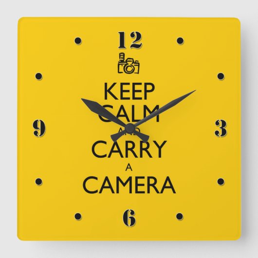 Houd kalm en draag een camera vierkante klok (Voorkant)