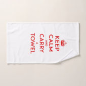 Houd kalm en draag een handdoek, rode tekst handdoek (Handdoek)