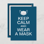 Houd kalm en draag een masker briefkaart (Voorkant / Achterkant)