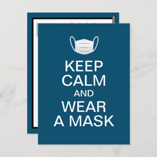 Houd kalm en draag een masker briefkaart (Voorkant / Achterkant)