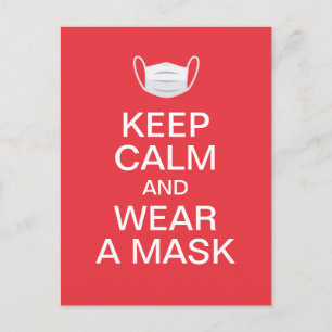 Houd kalm en draag een masker briefkaart
