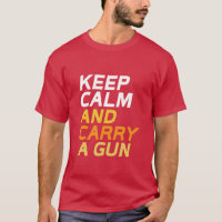 Houd kalm en draag een T-shirt van het Pistool Fir