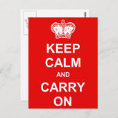 Houd Kalm en draag Retro Briefkaart - Rood (Voorkant / Achterkant)