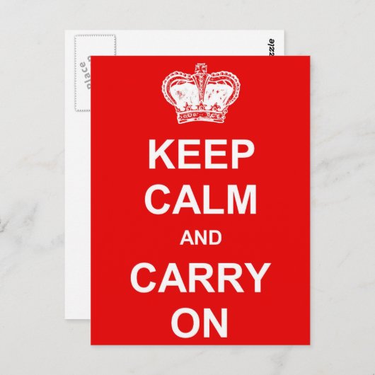 Houd Kalm en draag Retro Briefkaart - Rood (Voorkant / Achterkant)