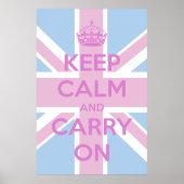 Houd kalm en draag roze en blauwe Unieschandje aan Poster (Voorkant)