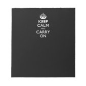 Houd kalm en draag zwart op notitieblok (Voorkant)