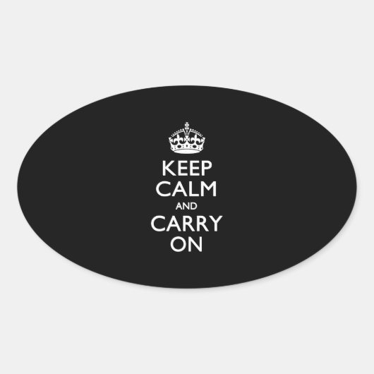 Houd kalm en draag zwart op ovale sticker (Voorkant)