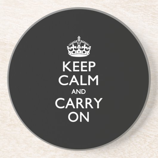 Houd kalm en draag zwart op zandsteen onderzetter (Voorkant)