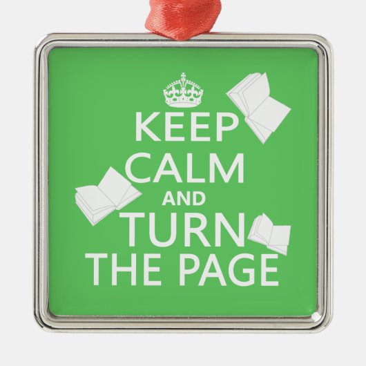 Houd kalm en draai de Pagina Metalen Ornament (Voorkant)