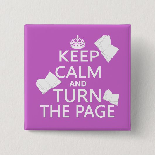 Houd kalm en draai de Pagina Vierkante Button 5,1 Cm (Voorkant)