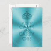 Houd kalm en draai licht blauw scharnierend metaal briefkaart (Voorkant / Achterkant)