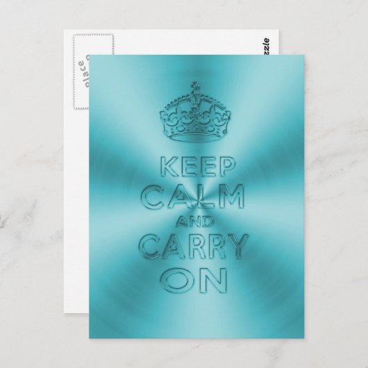 Houd kalm en draai licht blauw scharnierend metaal briefkaart (Voorkant / Achterkant)