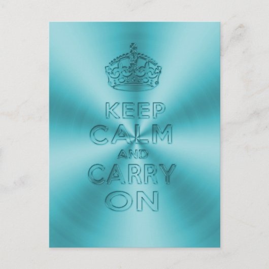 Houd kalm en draai licht blauw scharnierend metaal briefkaart (Voorkant)