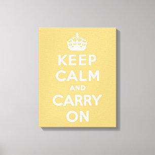 Houd kalm en draai lichtgeel aan canvas afdruk