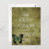 Houd kalm en draai op groene rommel met vlinder briefkaart (Voorkant / Achterkant)