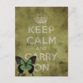 Houd kalm en draai op groene rommel met vlinder briefkaart (Voorkant)