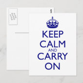 Houd kalm en draai op zee blauwe tekst briefkaart (Voorkant / Achterkant)