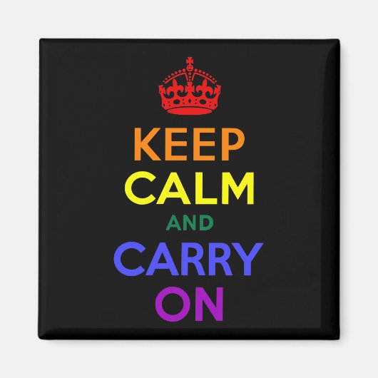 Houd kalm en draai regenboog aan magneet (Voorkant)