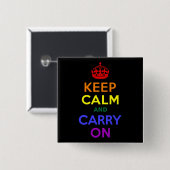 Houd kalm en draai regenboog aan vierkante button 5,1 cm (Voorkant /achterkant)