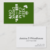 Houd kalm en Drink aan (irish st patricks) Visitekaartje (Voorkant / Achterkant)