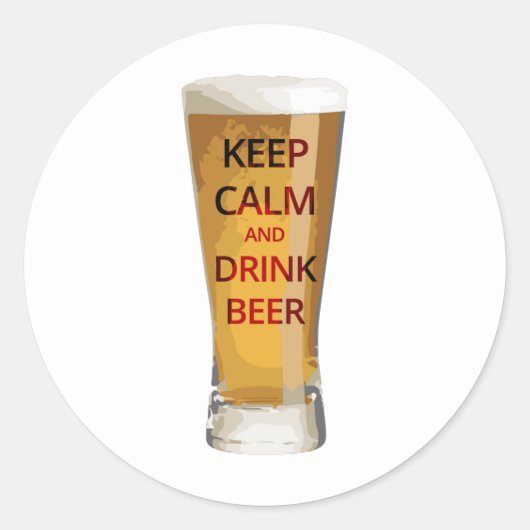 Houd Kalm en Drink Bier Sticker (Voorkant)