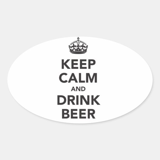 Houd kalm en Drink bierzin Ovale Sticker (Voorkant)