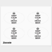 Houd kalm en Drink bierzin Ovale Sticker (Vel)