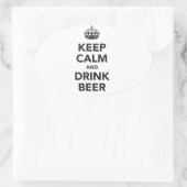 Houd kalm en Drink bierzin Ovale Sticker (Tas)