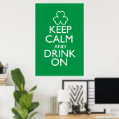 Houd kalm en Drink op Groen Poster (Thuiskantoor)