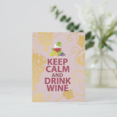 Houd kalm en Drink - uniek kunstontwerp voor wijn Briefkaart (Staand voorkant)