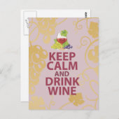 Houd kalm en Drink - uniek kunstontwerp voor wijn Briefkaart (Voorkant / Achterkant)