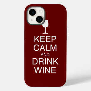 Houd Kalm en Drink Wijngrappig donkerrood Case-Mate iPhone 14 Hoesje