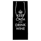 Houd kalm en drink wijngrappig zwart cadeauzakje (Achterkant)